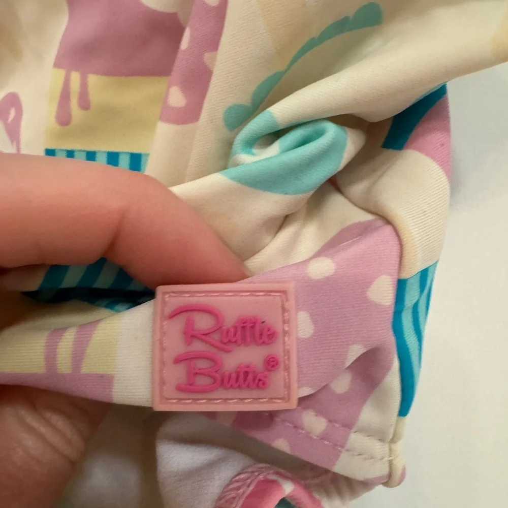 Ruffle Butts Ice Cream Print Bathing Suit- Pink, Blue, Yellow